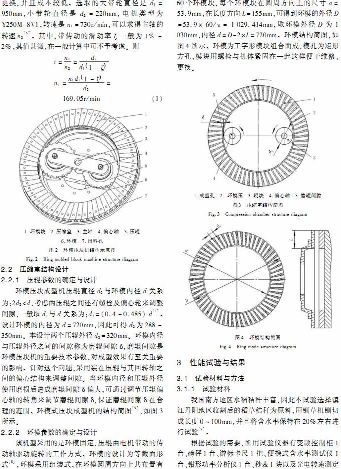 环模式秸秆压块机的设计与性能试验 环模式秸秆压块机的设计与性能试验